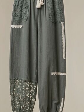 Mello Lace Accents Boho Patchwork Joggers